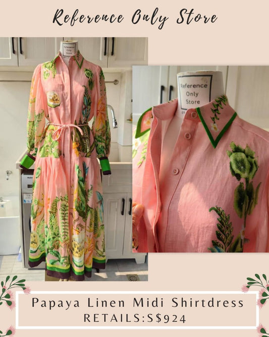 AM Papaya linen midi shirt dress