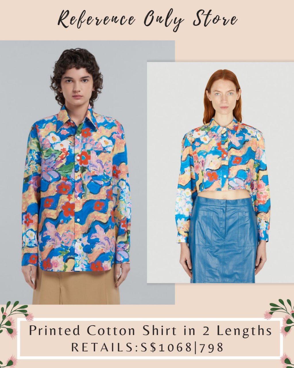 MRN Printed cotton shirt in 2 lengths