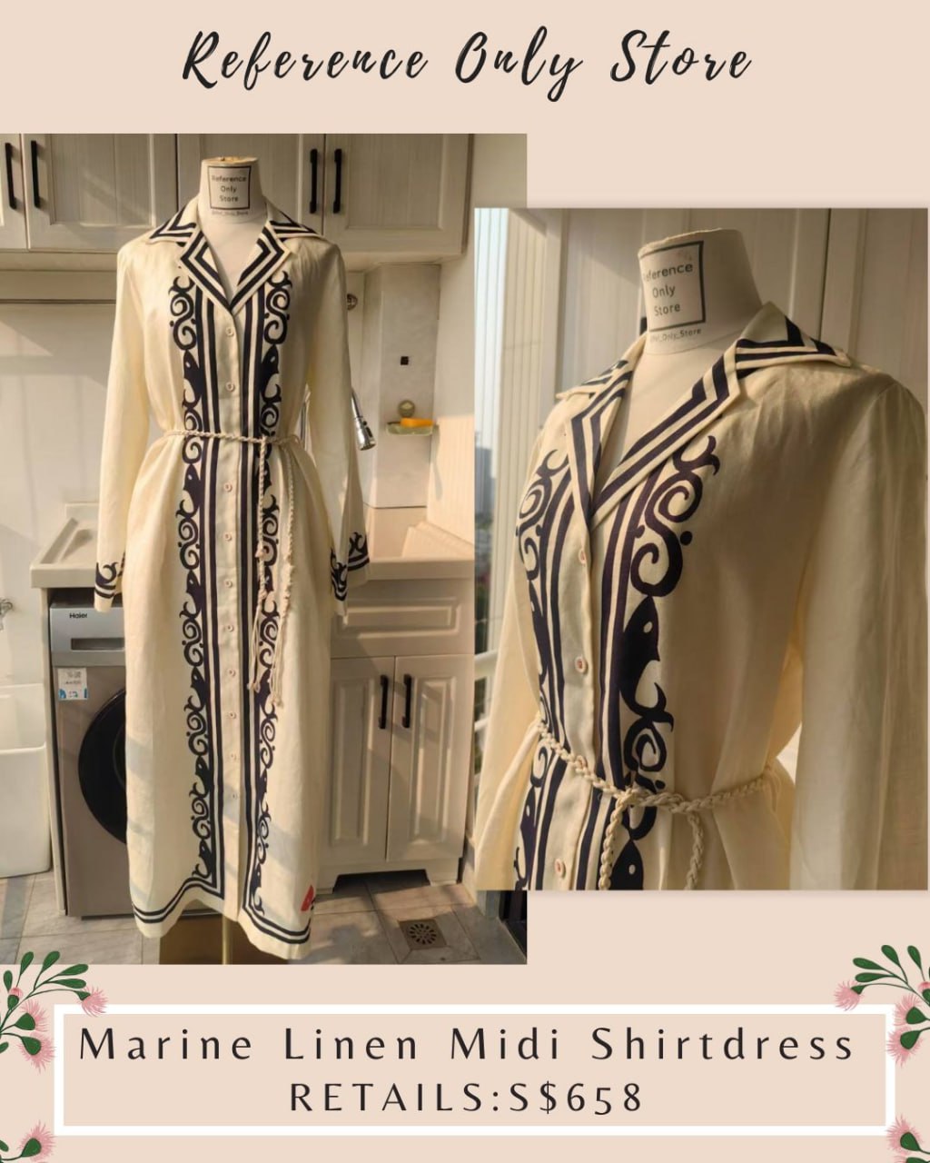 AM Marine linen midi dress