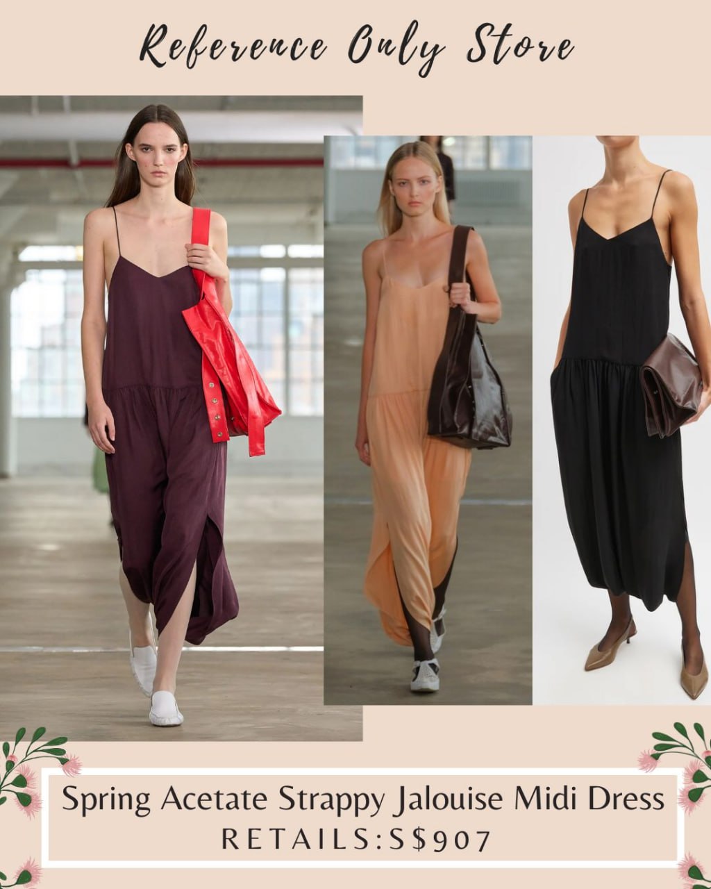 TB Spring Acetate strappy jalouise midi dress