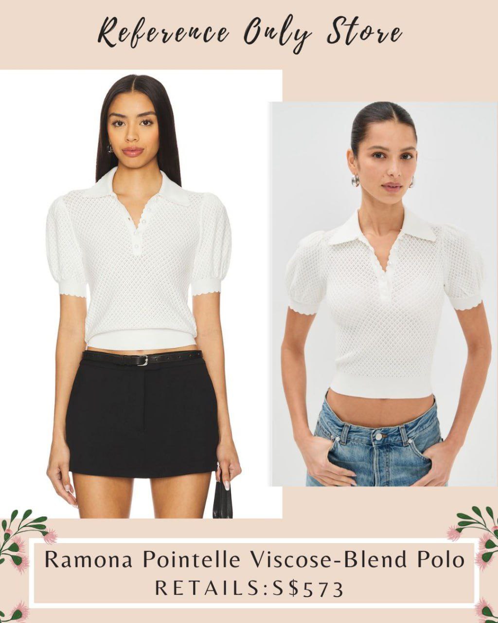 AO Ramona Pointelle Viscose blend polo top