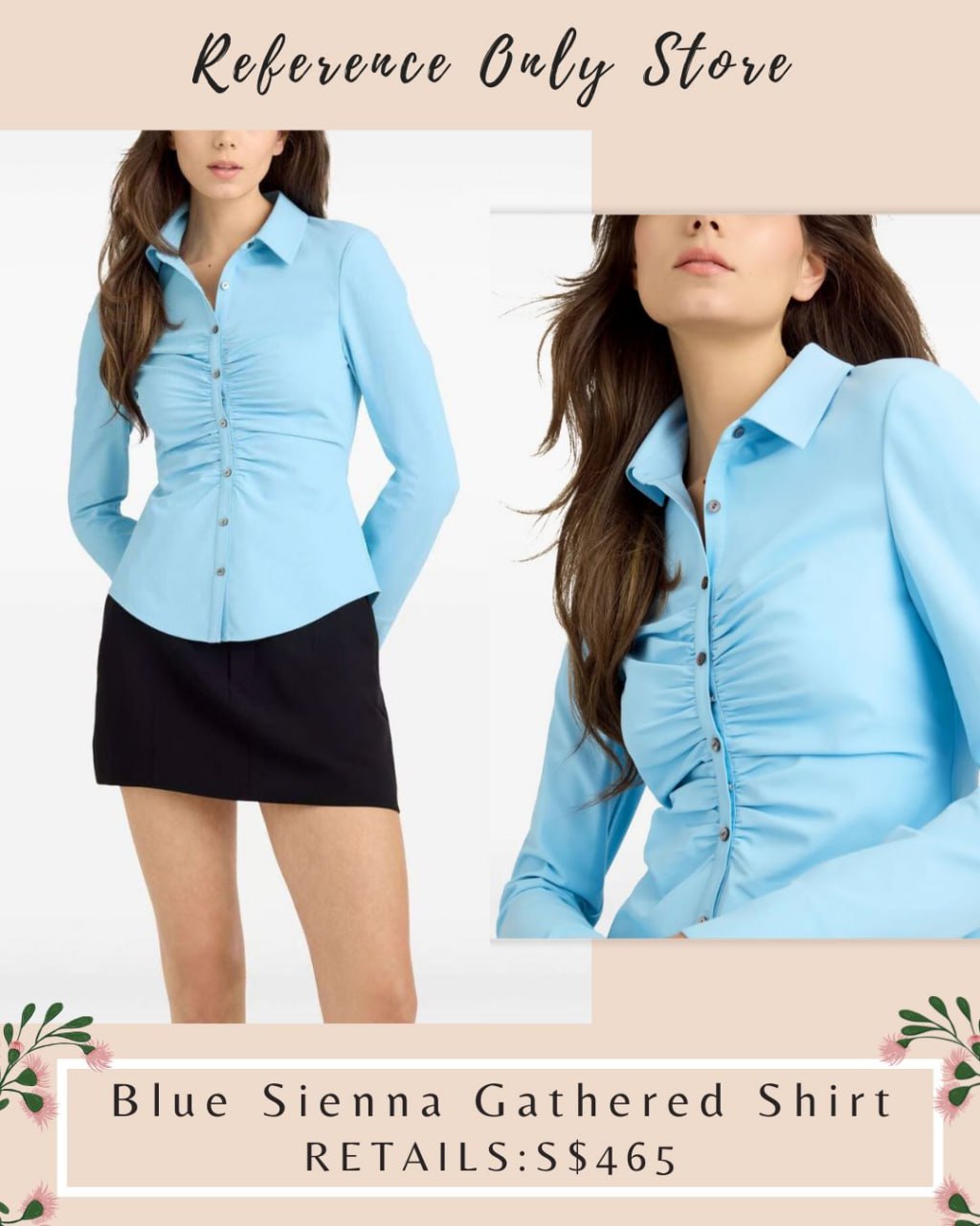 CAS Blue sienna gathered shirt