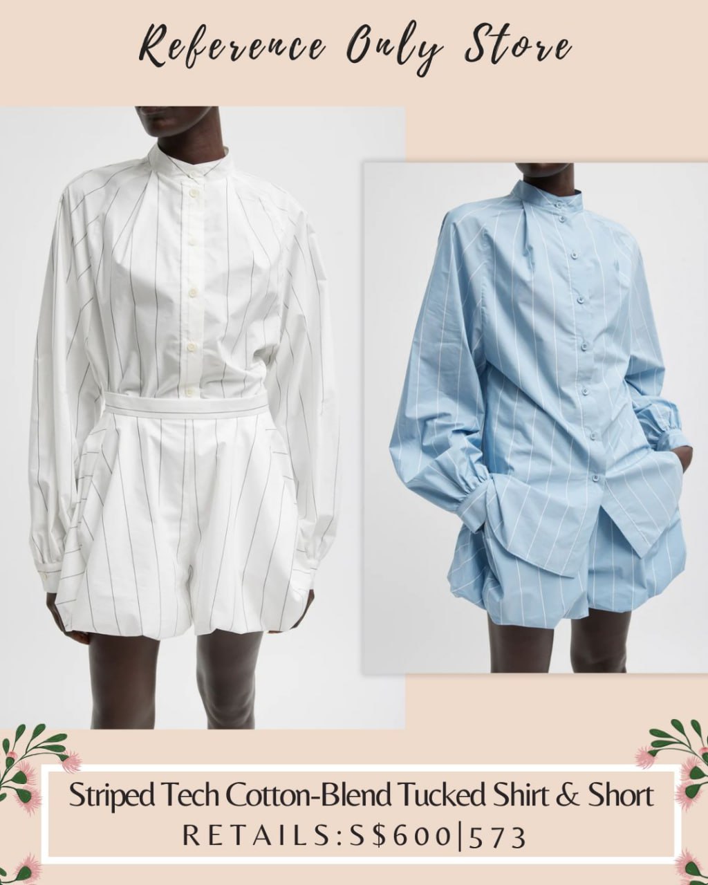 TB Striped tech cotton blend tucked shirt & shorts