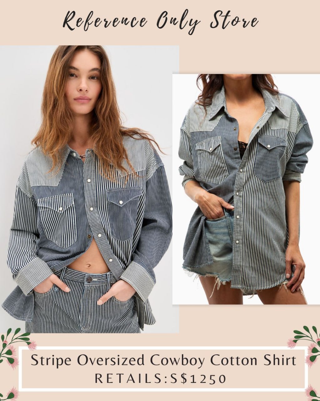 R Stripe oversized cowboy cotton shirt