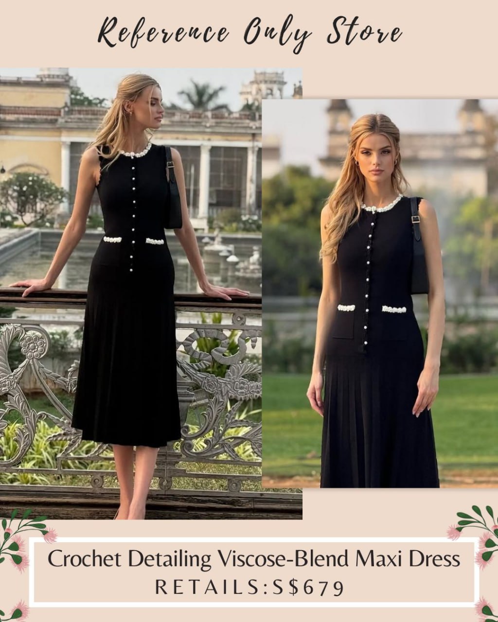 SD Crochet detailing viscose blend midi dress