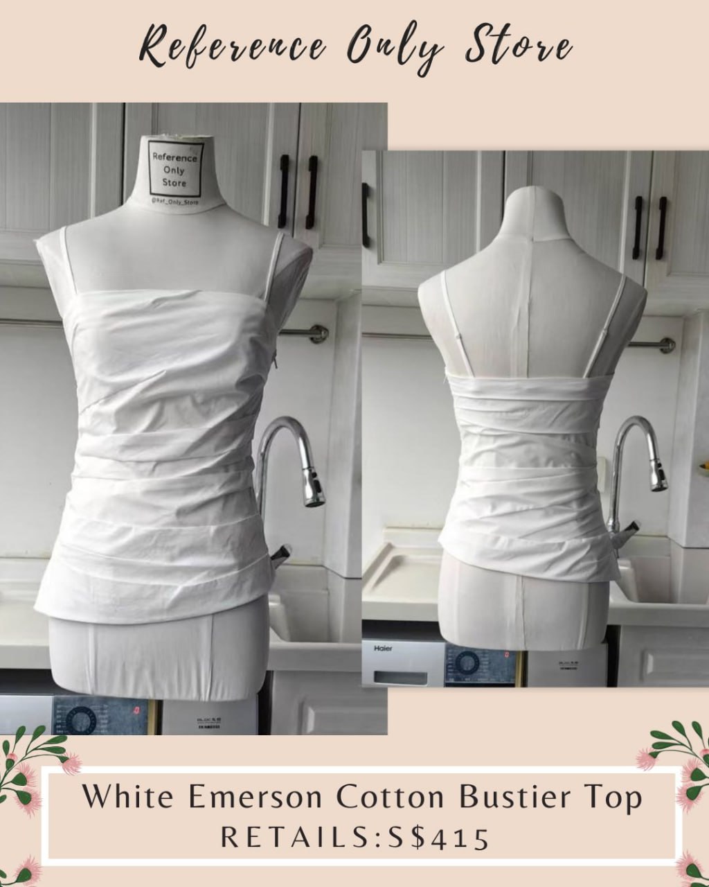 SK White Emerson cotton bustier top