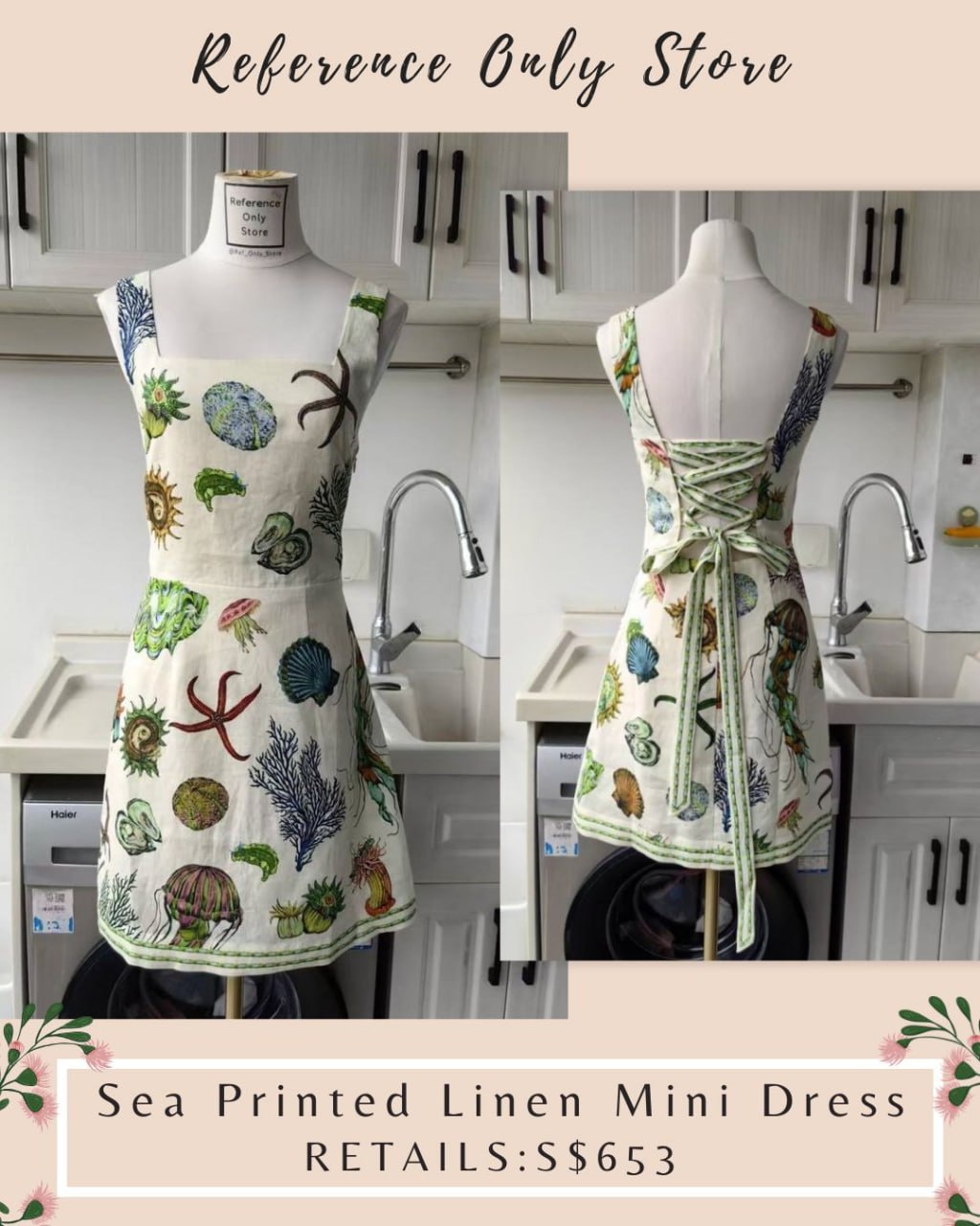 AM sea printed linen dress