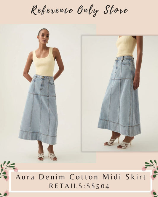 AJ Aura denim midi skirt