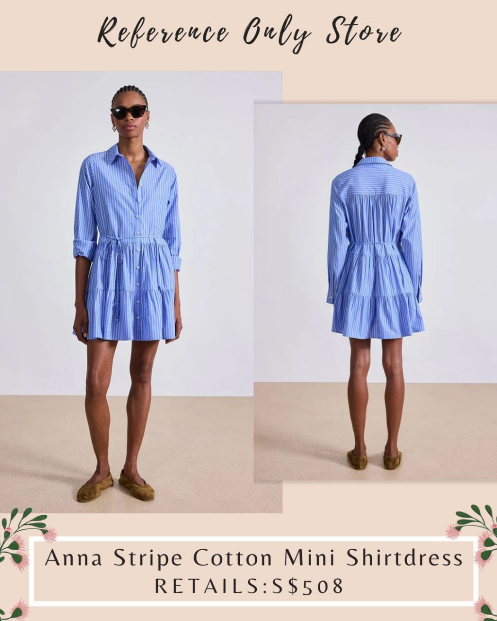 AA Anna Stripe cotton mini shirt dress