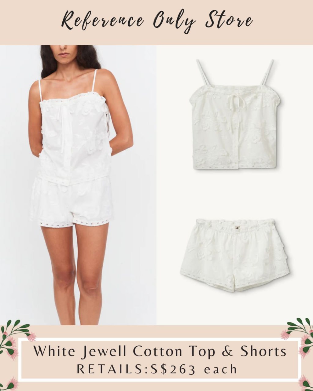 TG White Jewell Cotton Top & Shorts