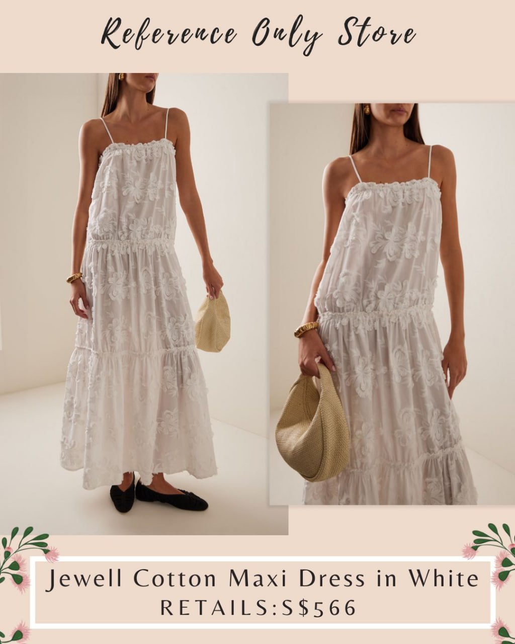 TG Jewell cotton maxi dress in white