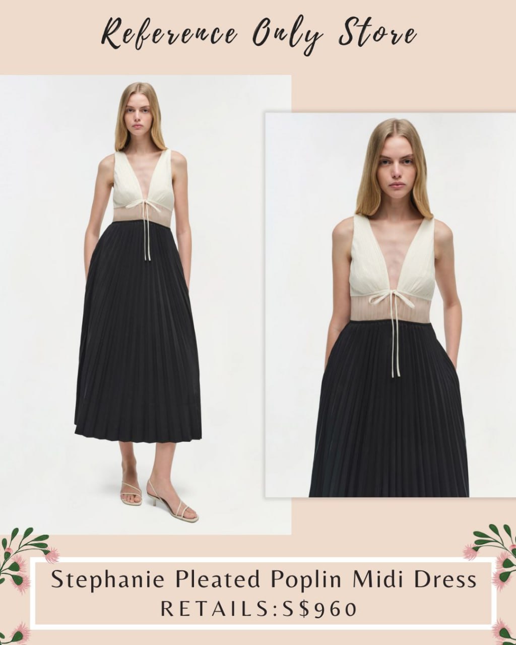 SK Stephanie Pleated Poplin Midi Dress