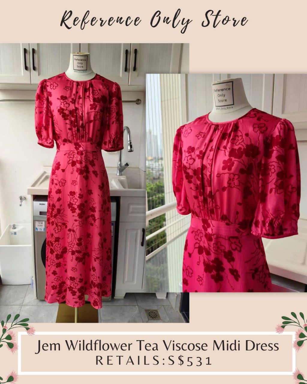 LKB Jem Wildflower tea viscose midi dress