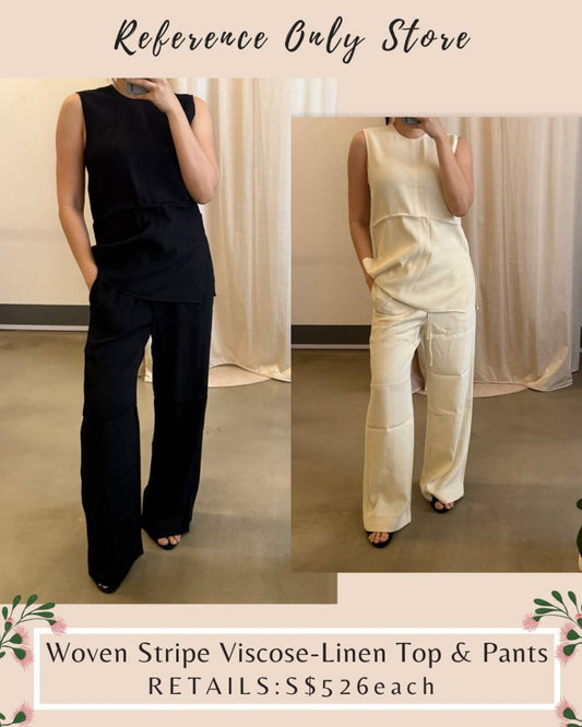 Tot Woven Stripe Viscose Linen Top & Pants