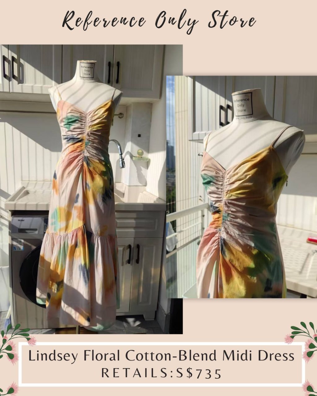 Alc lindsey floral cotton blend midi dress