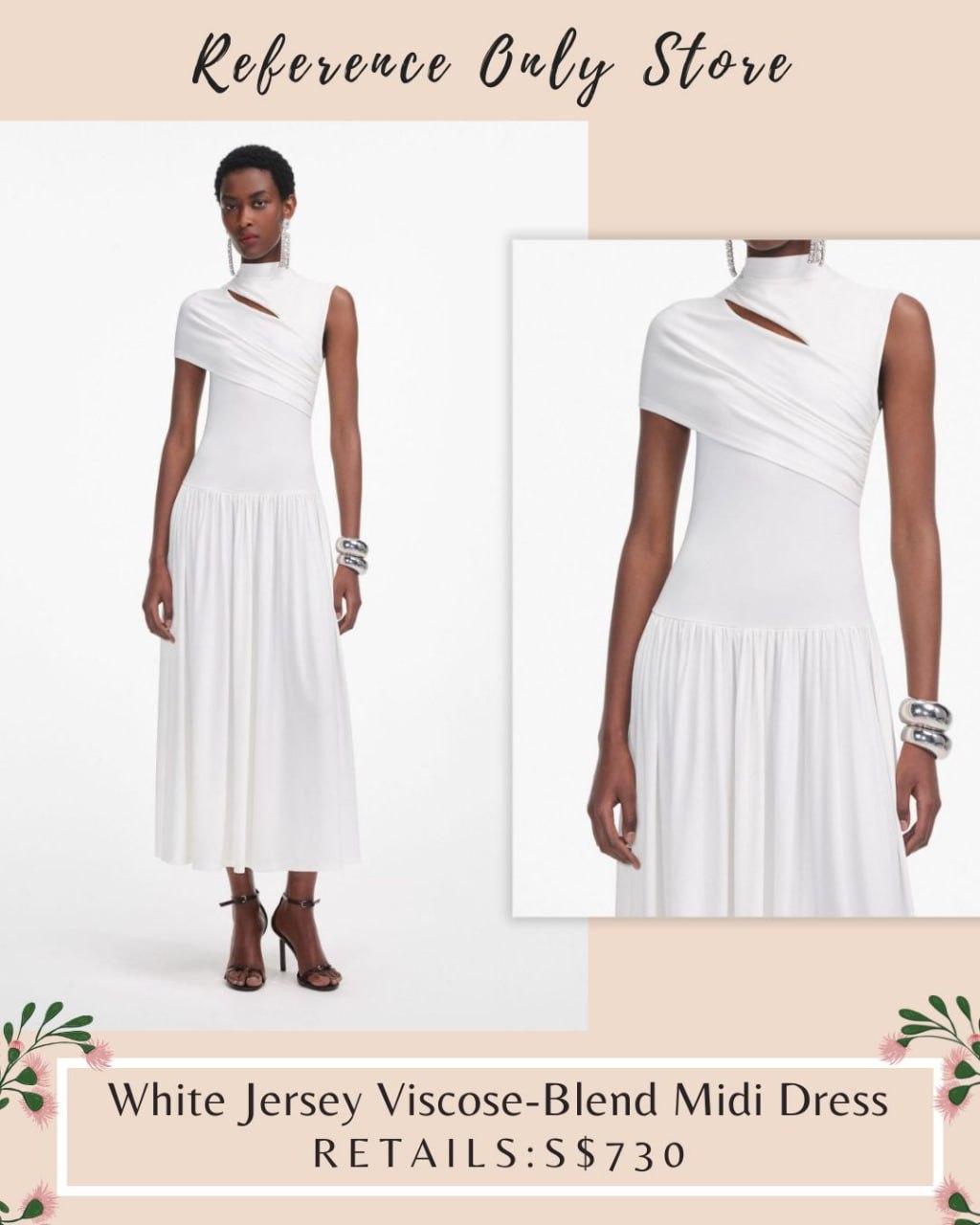 SP White Jersey viscose blend midi dress