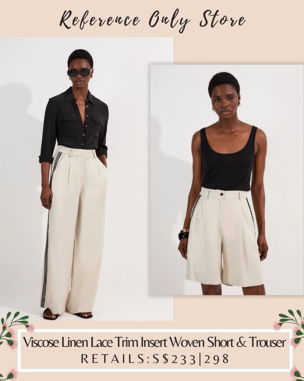 KM Viscose linen blend insert woven shorts and trousers