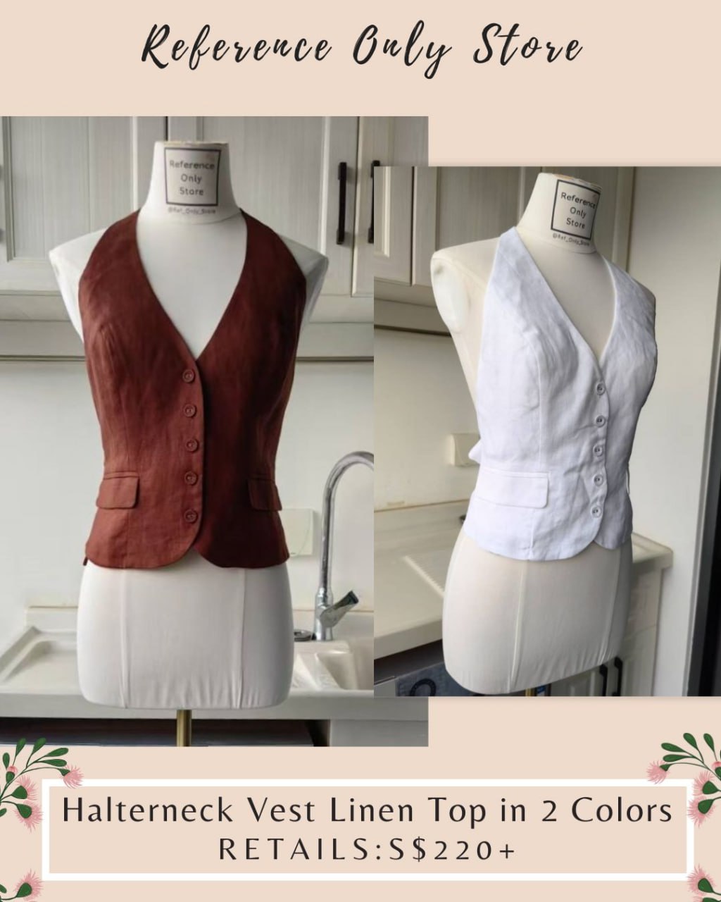 Ref Halterneck vest linen top in 2 colors