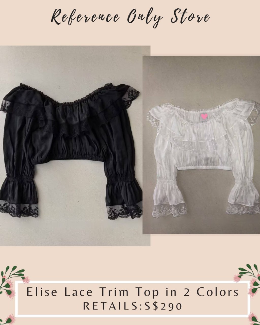 Ref Elise Lace trim top in 2 colors
