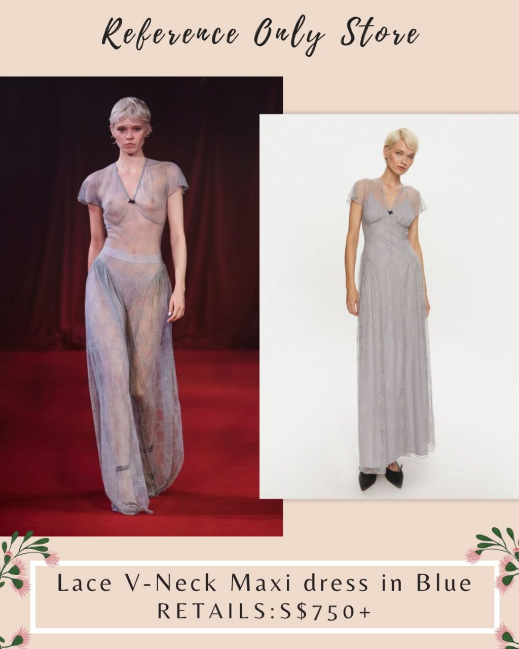 RT Lace V Neck Maxi light grey dress