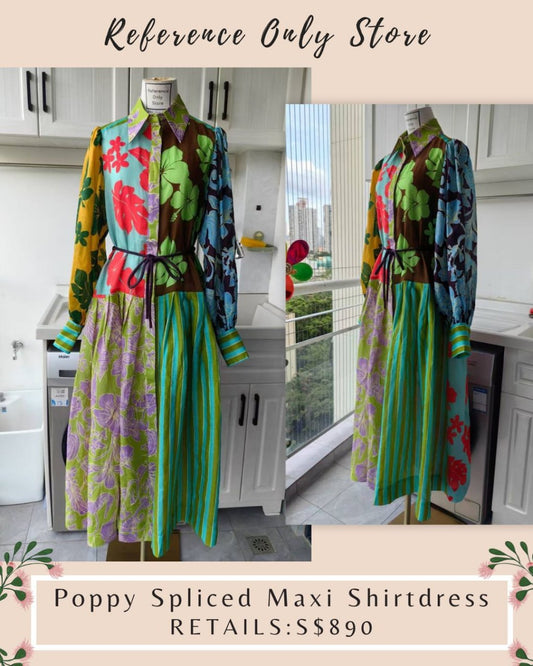 AM Poppy spliced maxi shirt dress