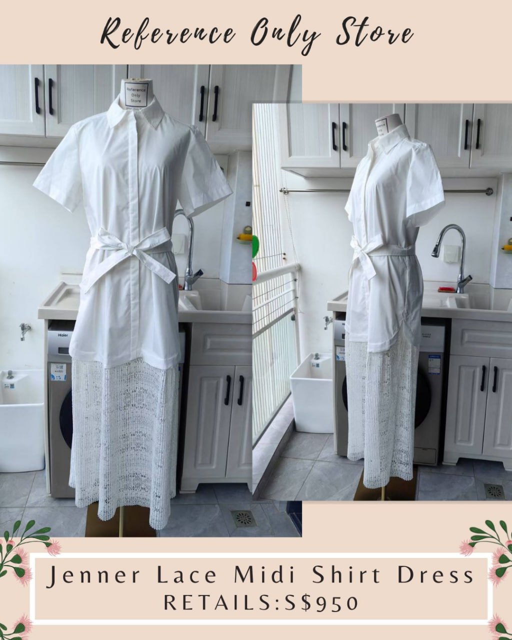 SK Jenner Lace midi shirt dress
