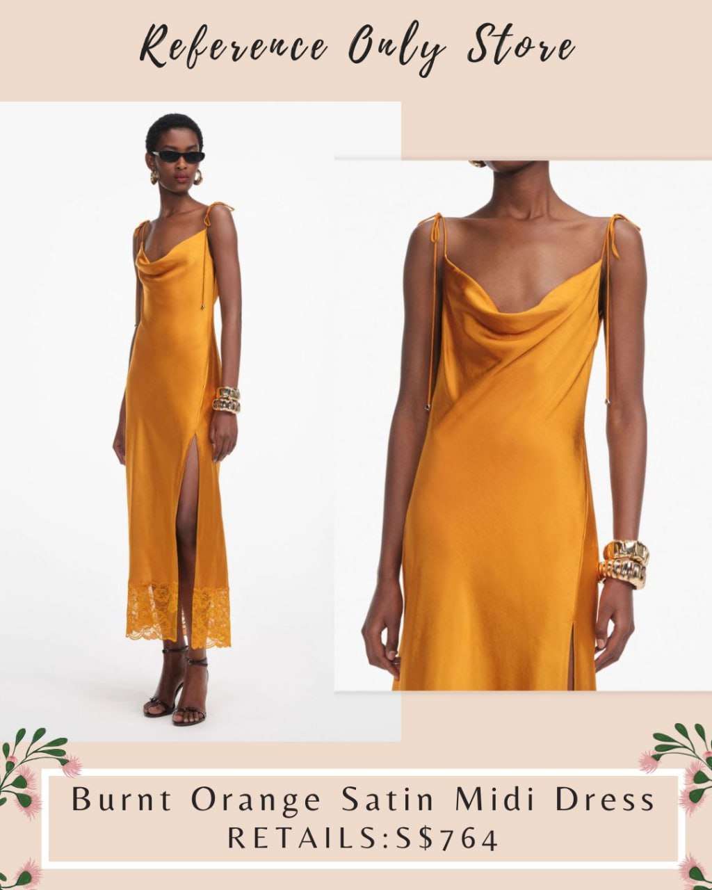 SP Burnt orange satin midi dress