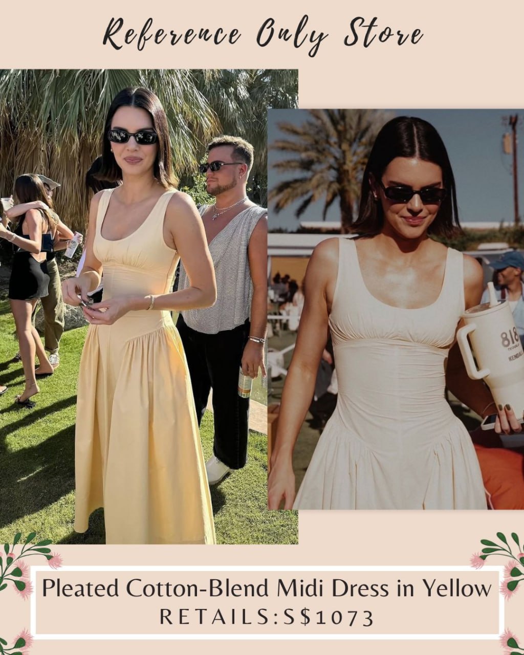 PS Kendall pleated midi cotton blend yellow dress