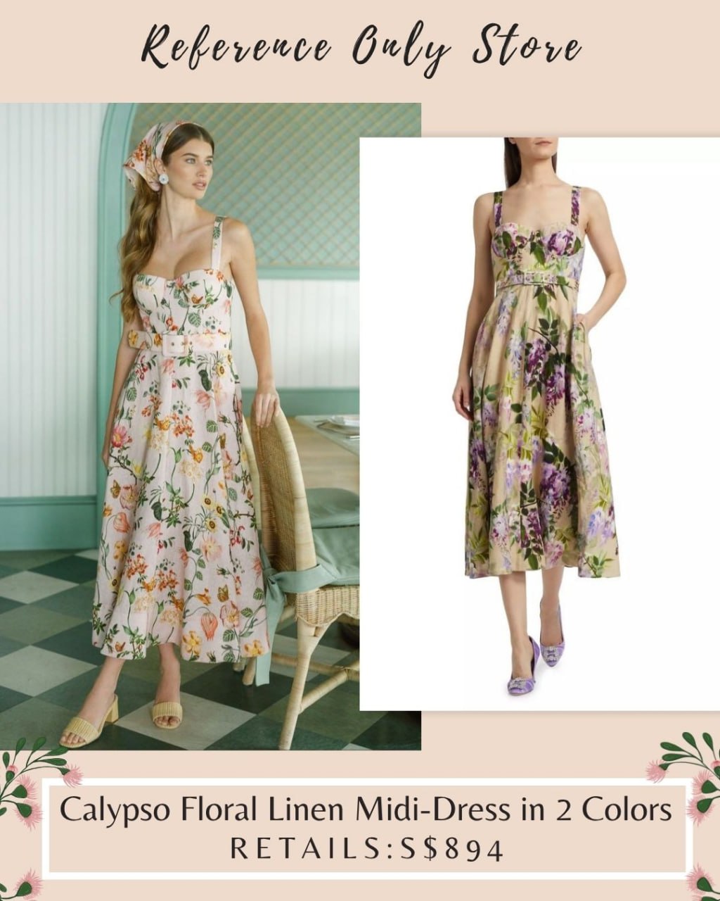 CC Calypso Floral linen dress in 2 colors