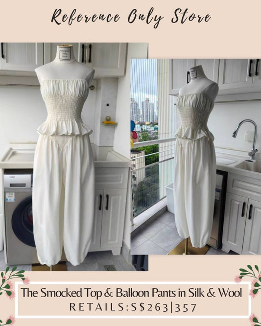 HS Wool and silk blend the smocked top and balloon pants