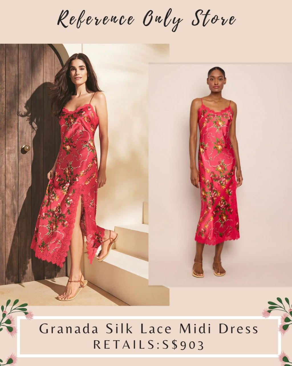 CC Granada red silk midi floral dress
