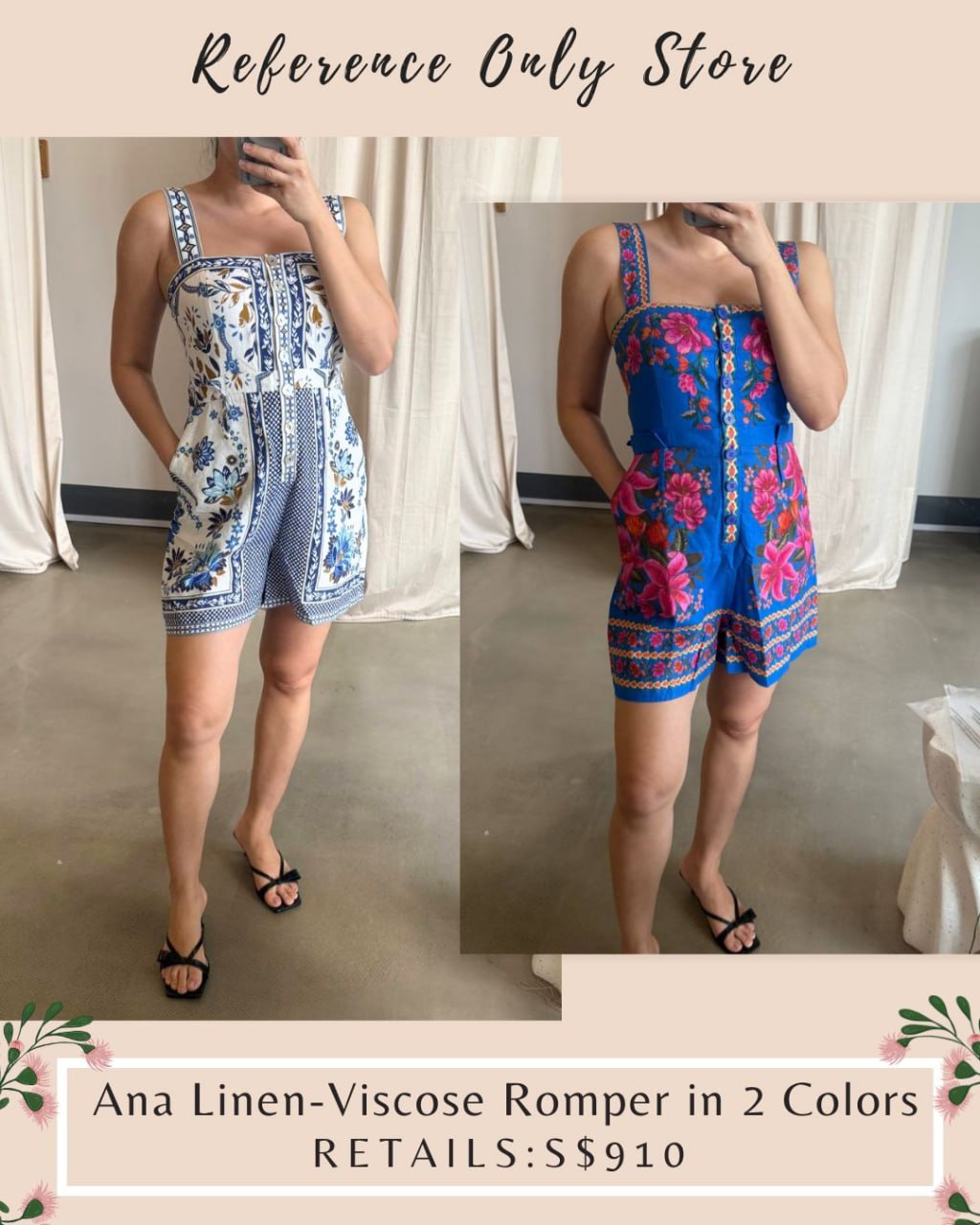FR Ana linen viscose romper in 2 prints