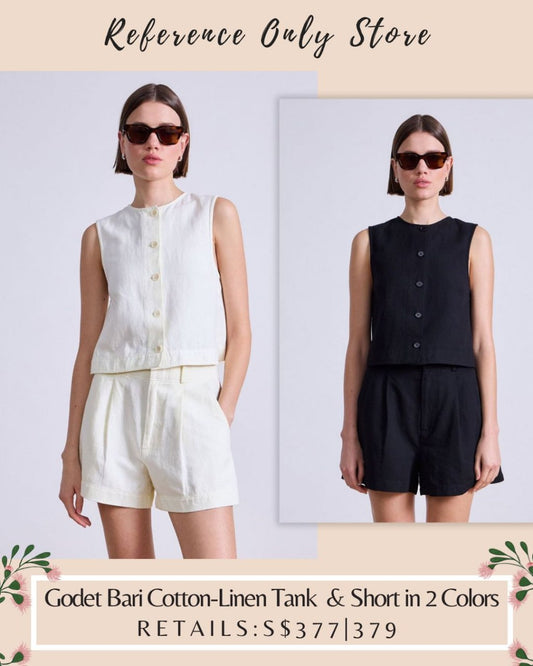 AA Godet bari cotton linen tank & shorts in 2 colors