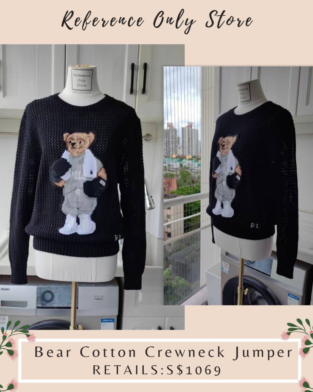 RL Bear cotton crewneck jumper top