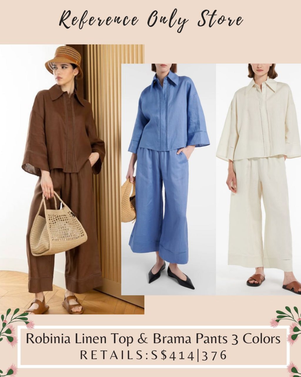 MM Robinia linen top and pants in 3 colors