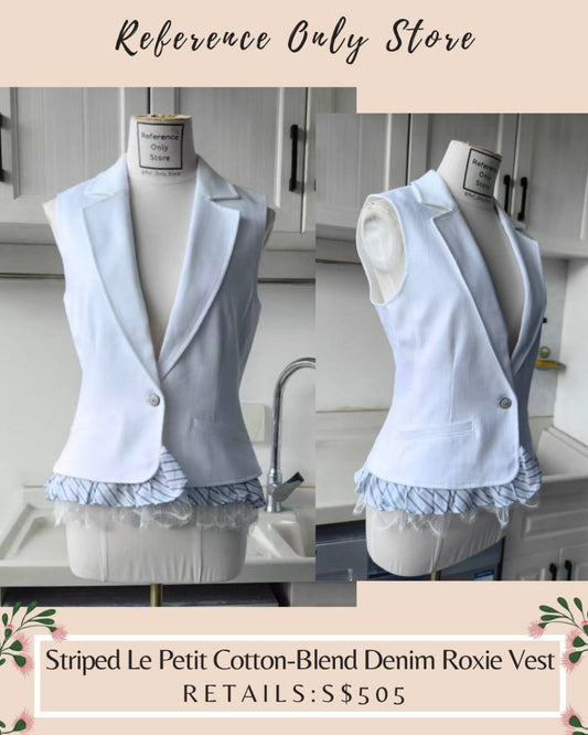 cas Striped petit cotton blend denim roxie vest
