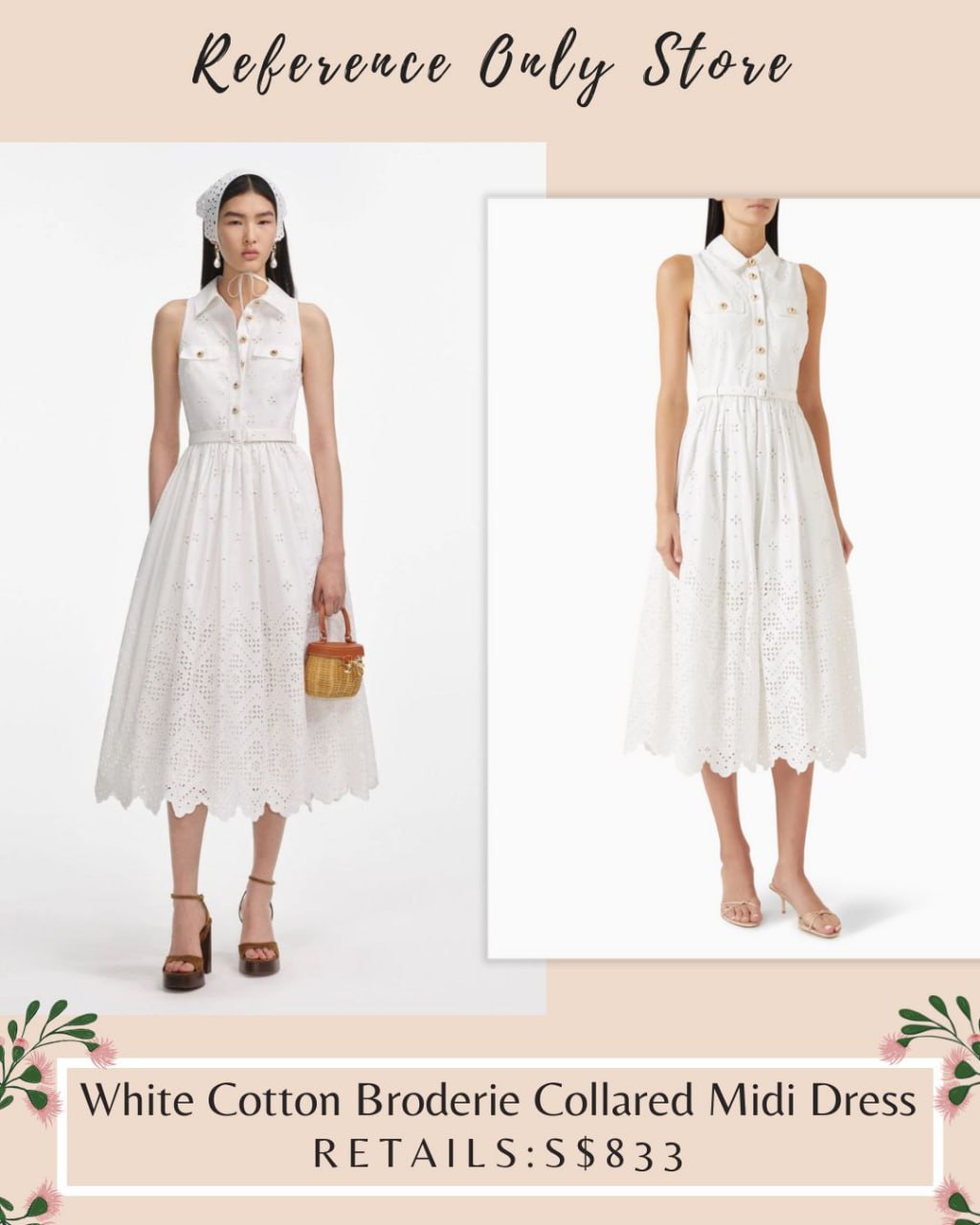 SP White cotton broderie collared midi dress