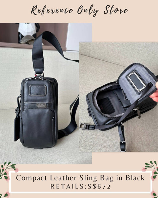 TM Compact leather sling bag in black