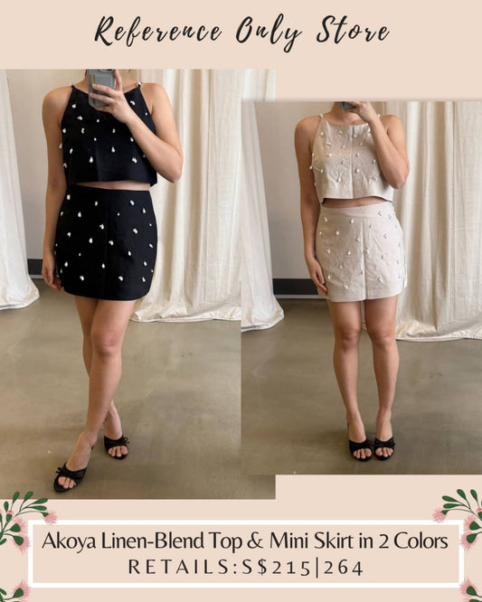 AJ Akoya linen blend top and mini skirt
