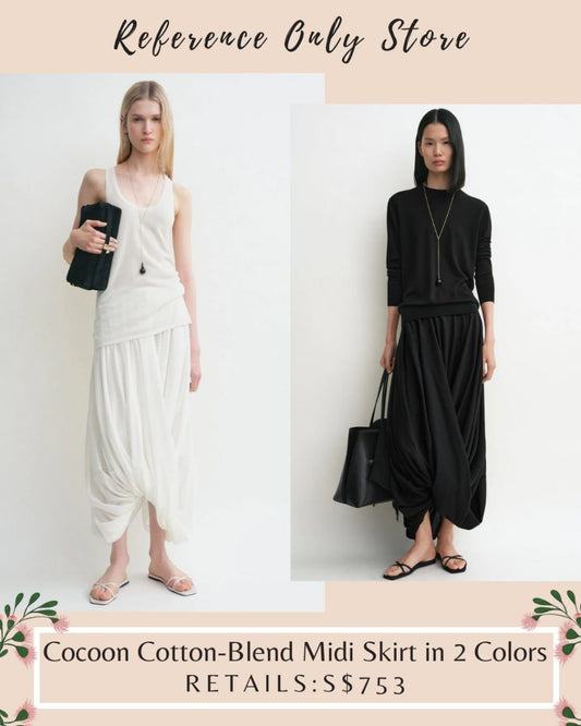 new color! Tot cocoon black midi skirt