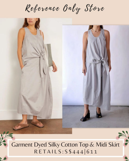 very few! TB Garment dyed silky cotton top and midi skirt