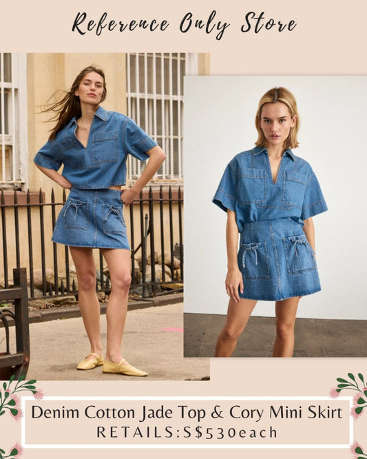 very few, TT Denim cotton jade top and cory mini skirt
