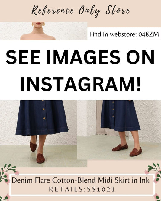 048ZM Denim flare cotton blend midi skirt