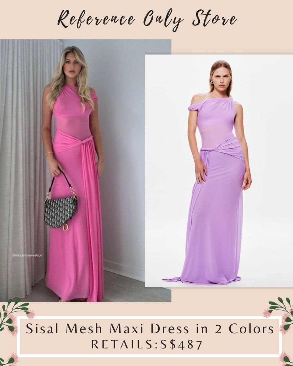 New colors! MS sisal mesh maxi dress in pink and lilac