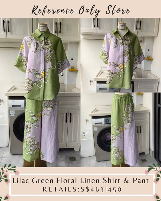 AM Lilac green floral linen shirt and pant