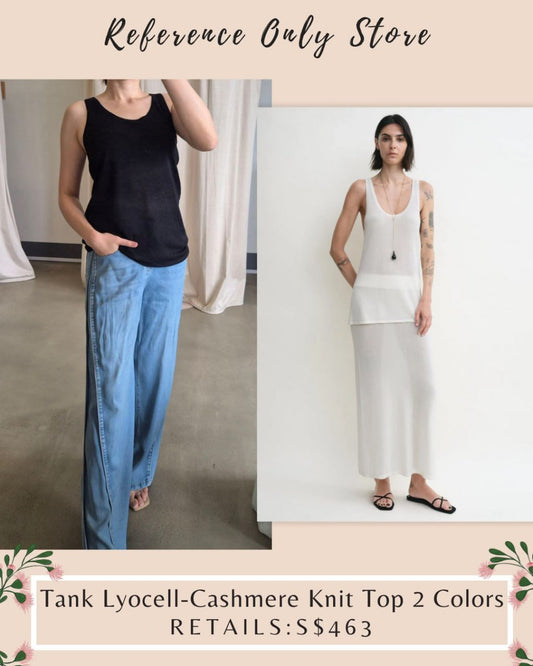 Tot Black Tank Lyocell cashmere knit in black and white