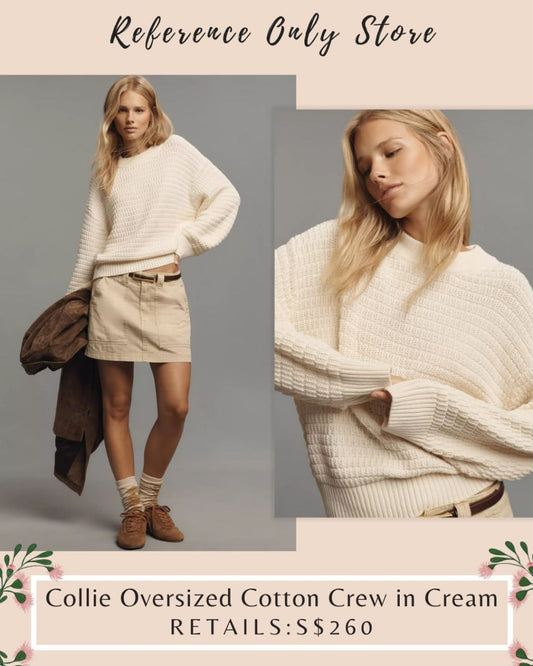 Ref Collie Oversized cotton crew in cream