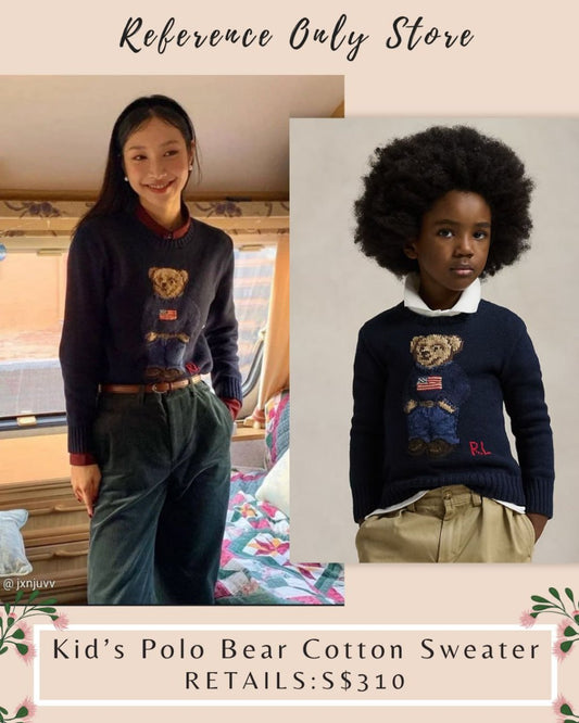 RL Kids polo bear navy ivory (with flag) Cotton sweater