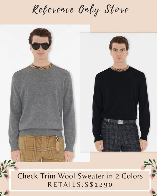 BBR Men's check trim wool sweater in 2 colors