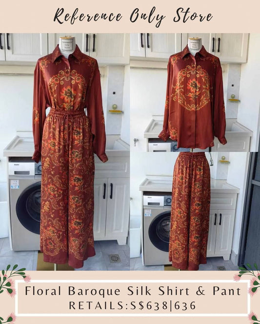AM Floral Baroque silk shirt & pants